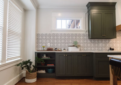 fireclay tile backsplash with custom cabinetry