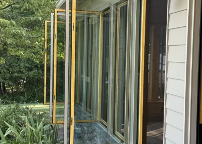 Exterior black lights adorn the siding.